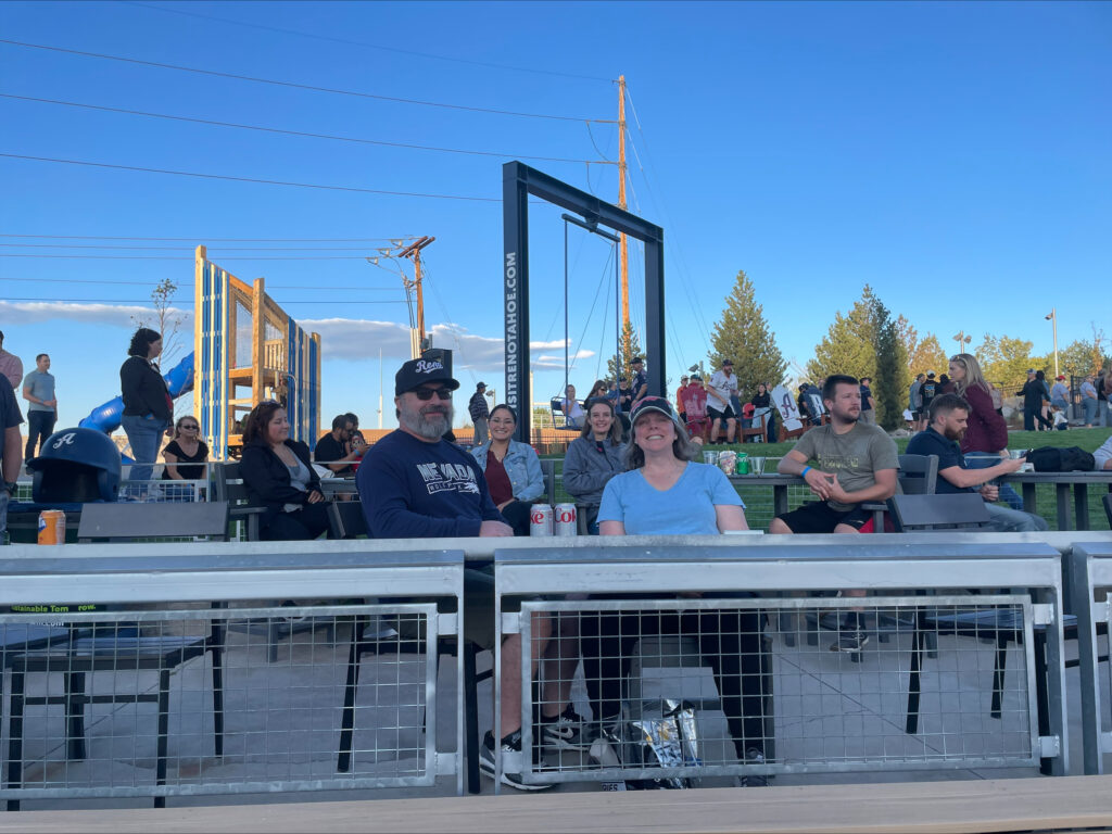 Inline image showing the LP Insurance team with their families enjoying a night out at a Reno Aces game. 